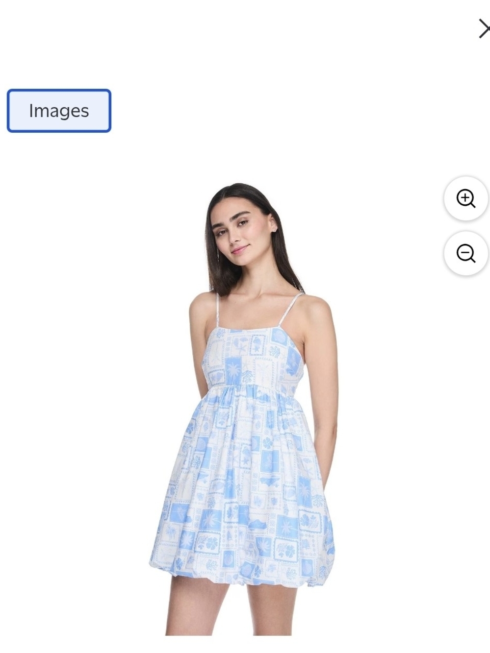 Light Blue Printed Sundress with Spaghetti Straps